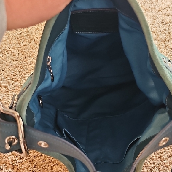 Coach 2006 Hamptons Suede Hobo Bag Teal Blue with Silver Hardware - Picture 14 of 14